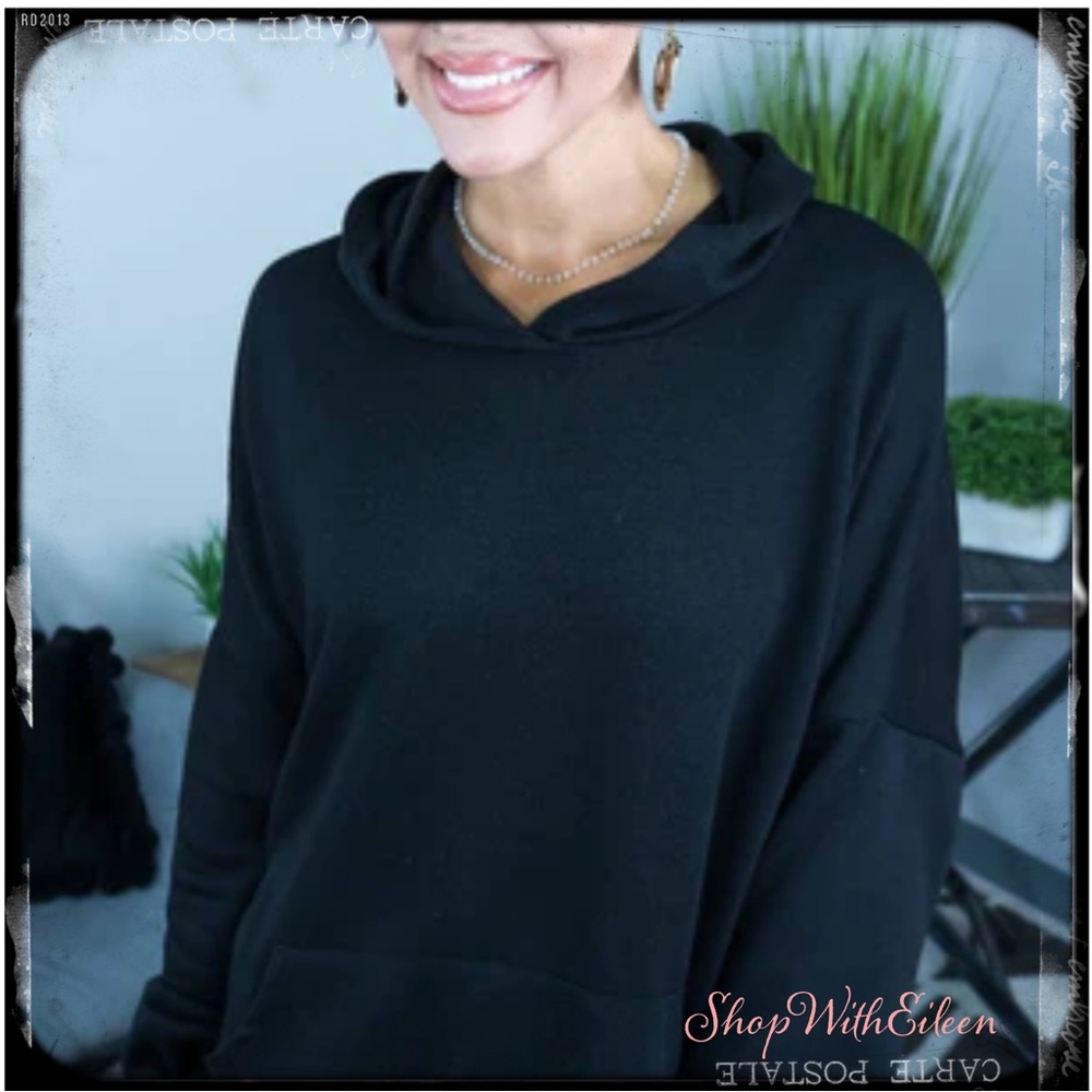Zig Zags Mellow Black Drop Shoulder Hoodie
